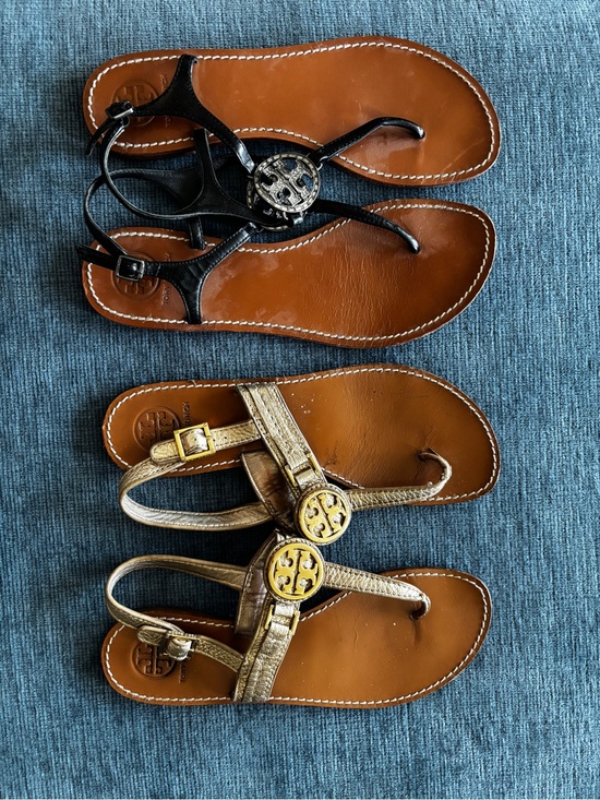 Tory Burch Other - Tory Burch Dual Pair Miller Thong Sandals - Black & Gold
